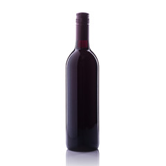 Bottle of red wine. Studio shot isolated on white