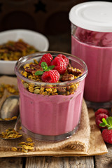 Healthy orange and raspberry smoothie