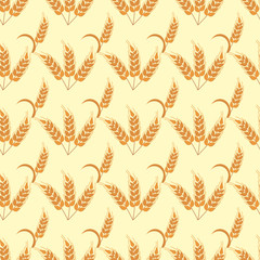 Rye wheat harvest vector seamless pattern.