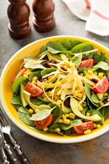 Mexican vegan salad with corn and avocado