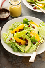 Fresh colorful salad with romaine and orange