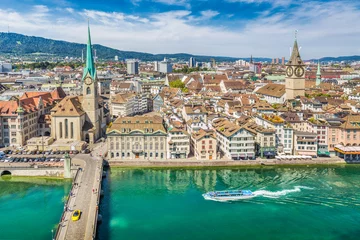 Foto op Canvas Historic city center of Zurich with river Limmat, Switzerland © JFL Photography