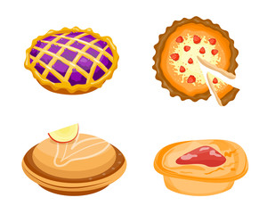 Homemade organic pie dessert vector illustration.