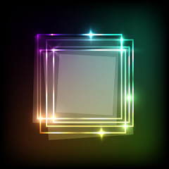 Abstract background with neon colorful squares banner