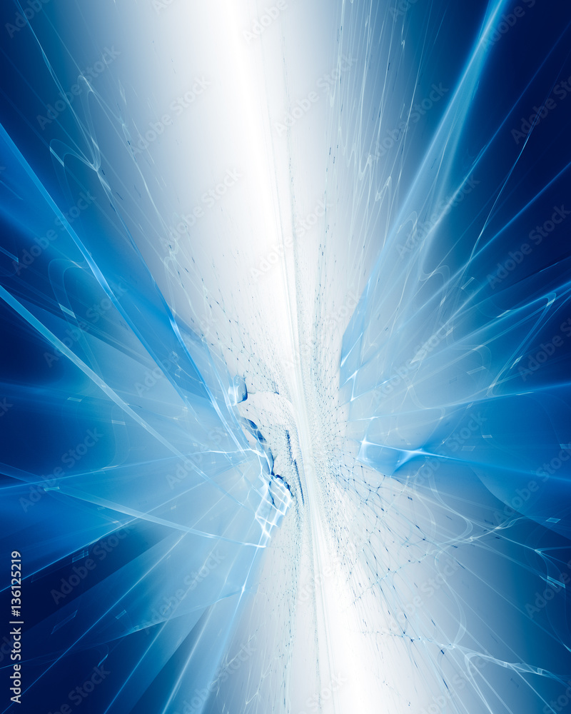 Fototapete Abstract blue background. Computer graphics 3d grid perspective composition.