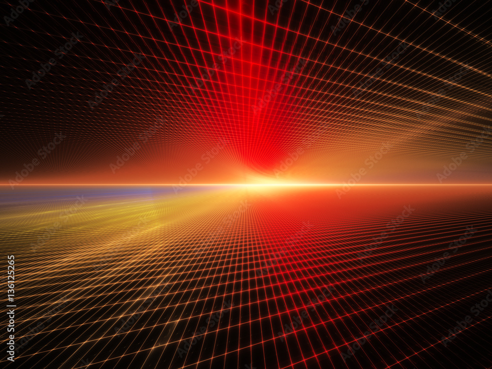 Poster abstract background element. grid planes perspective. retro sci fi style. time and space concept. re