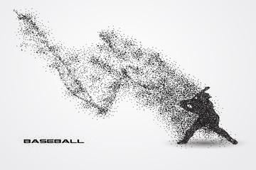 baseball player of a silhouette from particle