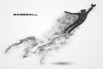 Fototapeta na wymiar baseball player of a silhouette from particle