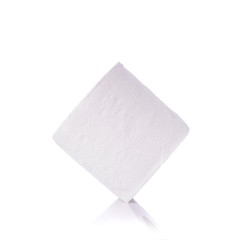 White toilet paper/tissue paper. Studio shot isolated on white