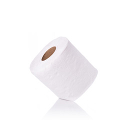 White toilet paper/tissue paper. Studio shot isolated on white
