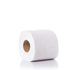 White toilet paper/tissue paper. Studio shot isolated on white