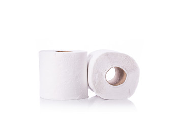 White toilet paper/tissue paper. Studio shot isolated on white