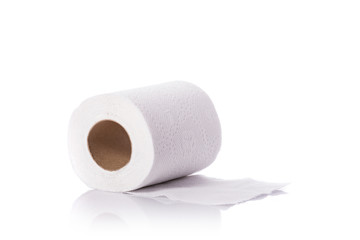 White toilet paper/tissue paper. Studio shot isolated on white