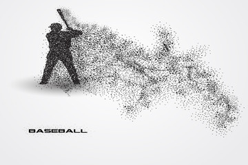 baseball player of a silhouette from particle