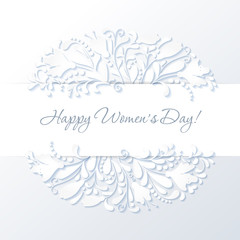 Fototapeta na wymiar Happy woman's day Background paper version with flowers on it.