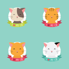 Fototapeta premium Cute Cartoon cats
