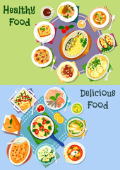 Nutritious dinner icon set for food theme design