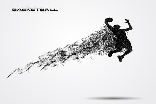 Basketball player  of a silhouette from particle