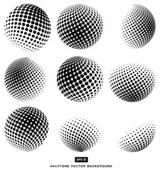 black and white Halftone Vectors Circle set of Isolated