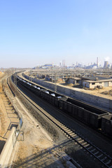 Fototapeta premium railway on the edge of the city