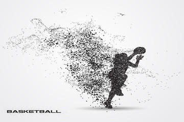 Basketball player  of a silhouette from particle