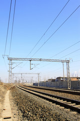 Fototapeta na wymiar electrification railway contact net steel column