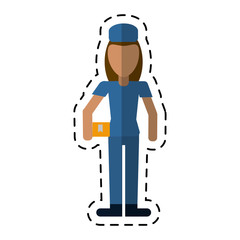 avatar woman delivery working box and cap uniform cutting vector illustration eps 10