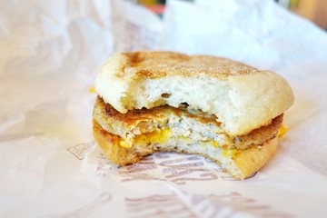 english Muffin for breakfast with  Cheese and Sausage