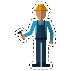avatar construction man hammer helmet employee cutting vector illustration eps 10