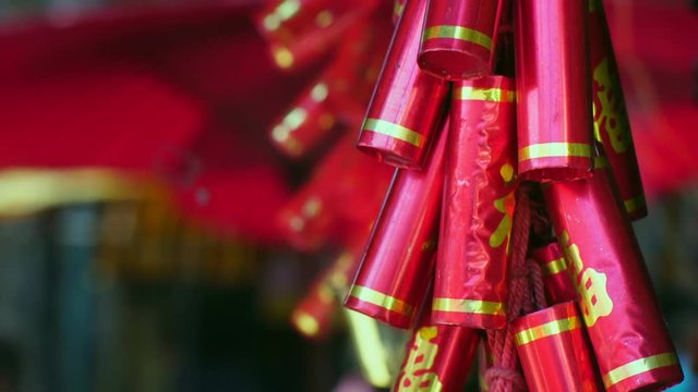 Chinese New Years decorations and fake firecrackers 