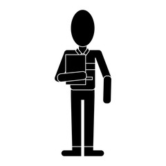 man work employee with clipboard pictogram vector illustration eps 10