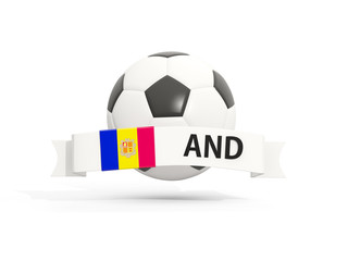 Flag of andorra, football with banner and country code