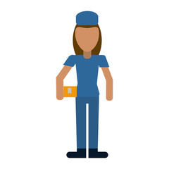 avatar woman delivery working box and cap uniform vector illustration eps 10