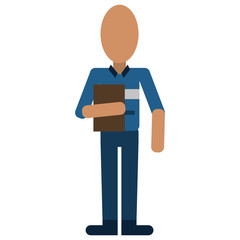 avatar man work employee with clipboard vector illustration eps 10