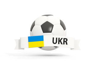 Flag of ukraine, football with banner and country code