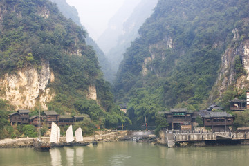 View from Yangtze River Cruise Ship China