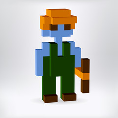 Fototapeta premium Little robot - 3D pixel art for design project - vector illustration 