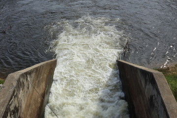 floodgate at Nong Pla Lai reservoir in Rayong, Thailand