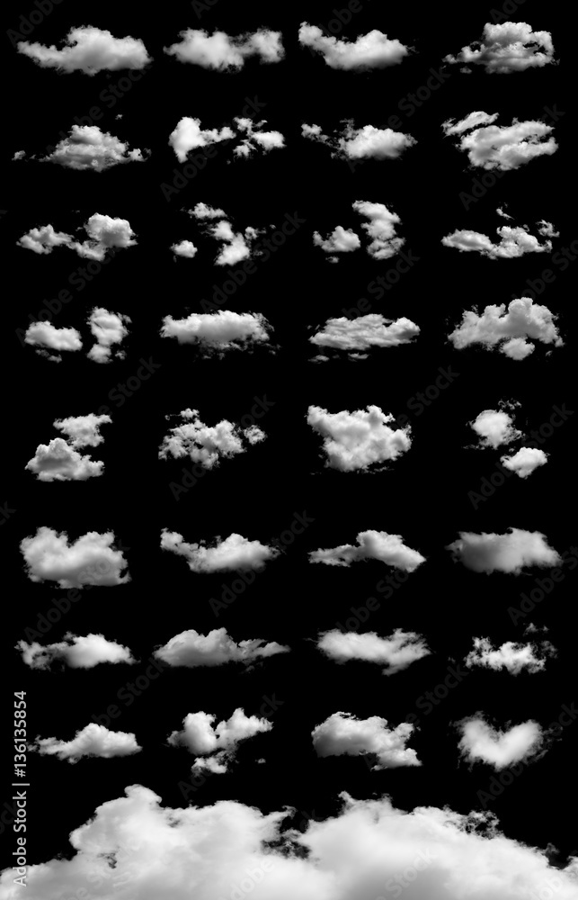 Canvas Prints set of isolated clouds on black