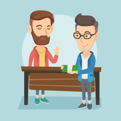 Uncorrupted business man refusing to take bribe.