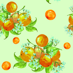 Panele Szklane  Vintage wzór. Na gałęziach pomarańczy, cytrusów, kwiatów i liści. Możliwy wzór dla innego projektu. Harmonogram ręczny
