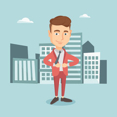 Business man opening his jacket like superhero.