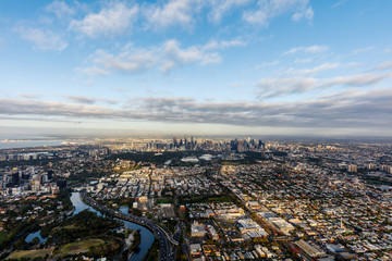 Naklejka premium Miasto Melbourne vue z góry