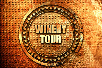 winery tour, 3D rendering, text on metal