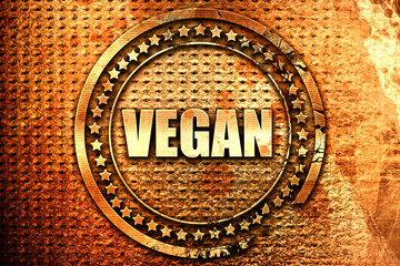 vegan, 3D rendering, text on metal
