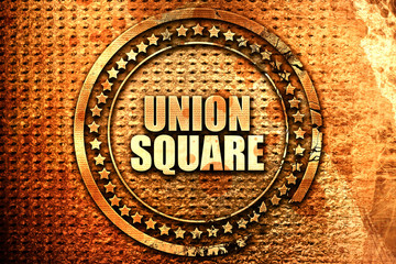 union square, 3D rendering, text on metal