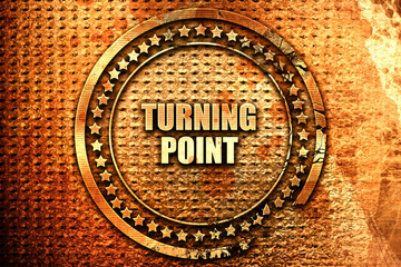 turning point, 3D rendering, text on metal