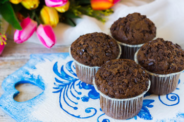 Chocolate muffins on a mother's day