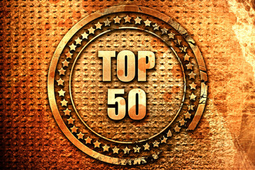 top 50, 3D rendering, text on metal