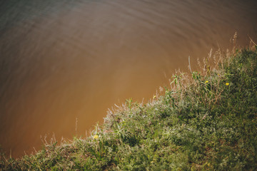 Lake view from the top. Place for text